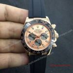 Replica Rolex Daytona Watch Rose Gold Dial / Black Bezel / Black Rubber Band